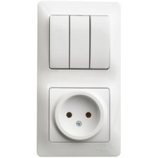 Блок комбинированный GLOSS SchE GSL000176 розетка 3 клавиши, цвет белый