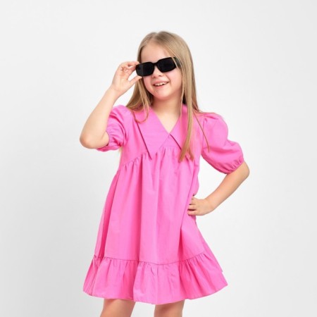 Children's dress with KAFTAN collar, size 36 (134-140 cm), bright pink color