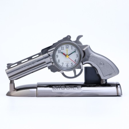 Clock - alarm clock "Pistol", discrete move, dial d -7 cm, 13 x 24 cm, aa-1