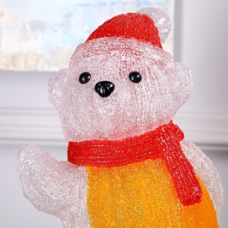LED figure "Bear on the board" 25 × 35 × 19 cm, acrylic, 50 LED, 220 V, glow of white-2