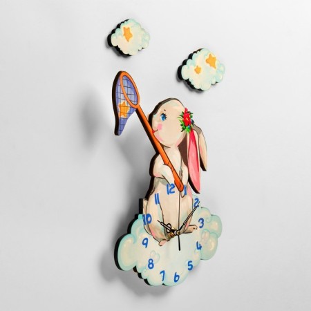 Wall clock, series: children's "bunny", discrete move, 24 x 30 cm-2