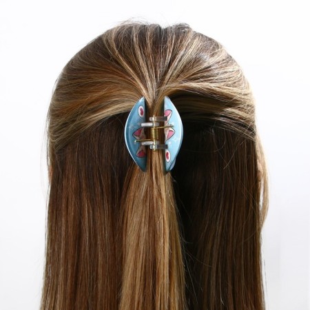 Hair crab, hairpin "cat", blue color, 5 x 5 x 3.5 cm-6
