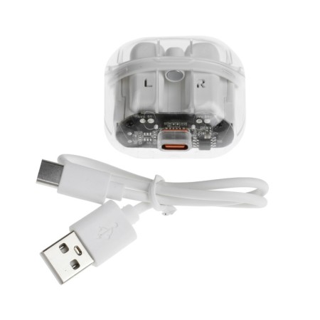 Wireless headphones Y89, TWS, inserts, BT 5.3, 30/300 mAh, transparent, white-5