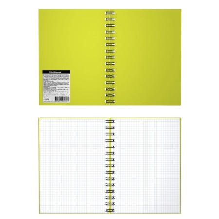 Notebook on the crest A5, 120 sheets in the Erichkrause Neon cage, glossy lamination, embossing "Leno", combined cover, mix-6