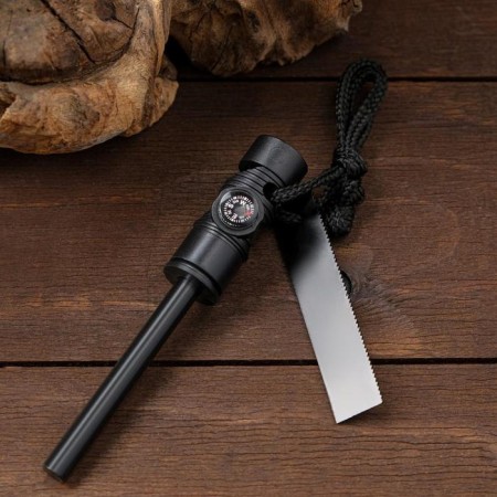 Fire tourist "Iskra" 12x2cm, keychain, with compass