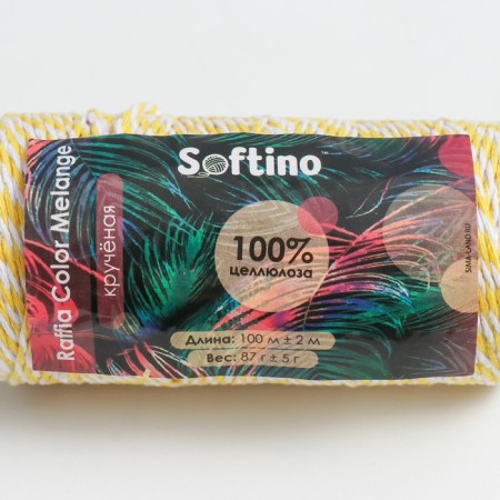 Yarn 100% cellulose "Softino Raffia Color Melange" Washed, yellow 100m ± 2m 87 g-3