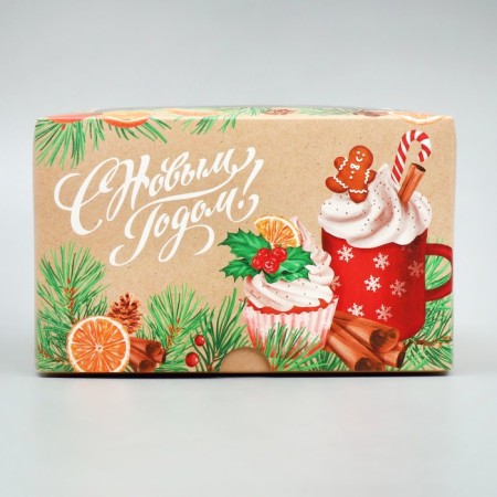 Box for cupcakes folding with bilateral application “Happy New Year!”, 16 x 16 x 10 cm, new year-4