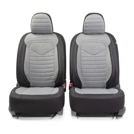 Linen Auto-Chelecs, large weaving linen, 5 mm foam, 3D cut, 15 objects, 5 head restraints, 2 pockets, 4 zippers, 4 end valves, Airbag black-and-gray.-1