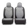 Linen Auto-Chelecs, large weaving linen, 5 mm foam, 3D cut, 15 objects, 5 head restraints, 2 pockets, 4 zippers, 4 end valves, Airbag black-and-gray.