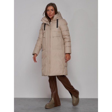 Coat insulated winter female, size 50, beige color-1