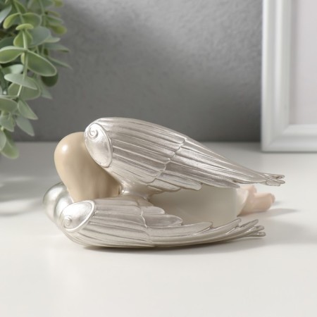 Polystone souvenir "Sleeping angel with silver wings" 14x10x7 cm-2
