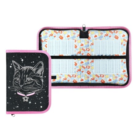 Penal 1 section 130 x 190 mm, Hatber "Constellation Cat", laminated cardboard, black/pink (volumetric 3D risun) NPN_44031