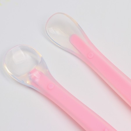 A set of silicone spoons for feeding, 2 pcs., Pink color-2