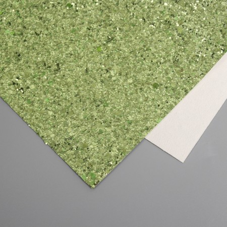 Liszt for creativity claims. Kozh "Large sparkles" light green sheet 33x20 cm thick 0.84 mm 104805