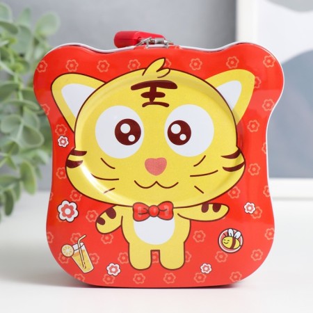 Piggy bank Metal with a lock "Funny animals" mix 11.5x6.5x11 cm-2