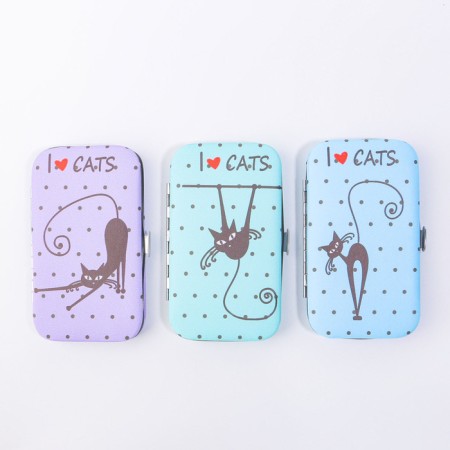 Manicure set "cats", 6 items, in case, drawing and color mix-5