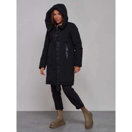 Coat insulated winter female, size 50, black color-5