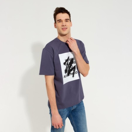 Men's T-shirt Minaku "Text" color gray, river 54