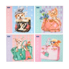 Block-wrapper 165 x 165 mm, 40 sheets, fashion Dogs, cover Cover Cardboard, matte lamination, block 100 g/m²