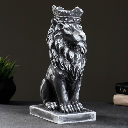 Piggy bank "Leo with the crown" Gray stone, 19x14x35cm