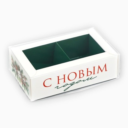 Box for 2 sweets with cells "New Year's botanist", 10 x 6 x 3 cm, New Year-1