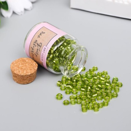 6/0 round beads in the bottle "light green" transparent-color 20 g-1