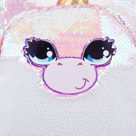 Baby backpack for a girl with sequins "Unicorn", a lightning department, pink color-2