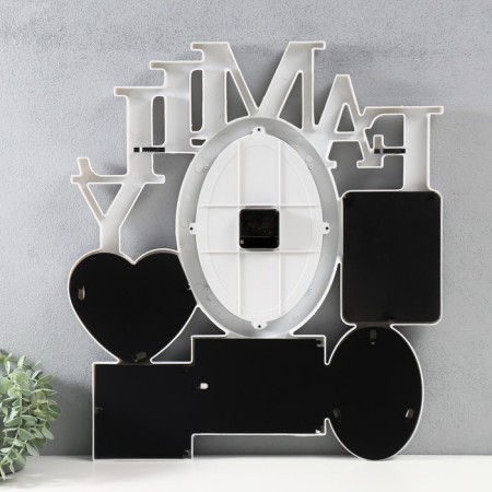 Multi -chamber with the clock "Family" plastic, 5 photos (10x15/4pcs, 10x10/1 pcs) cent. white-2
