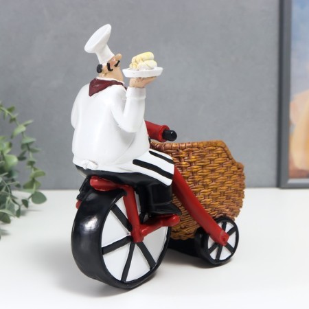 Souvenir Polystone stand for a bottle "Cook on a three -wheeled bicycle" 24.5x13.5x24 cm-4