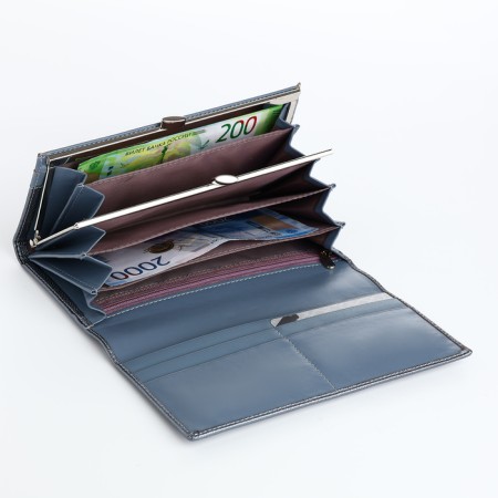 Women's wallet on magnets, blue color-3