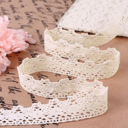 Knitted lace, 20 mm × 10 ± 1 m, beige color