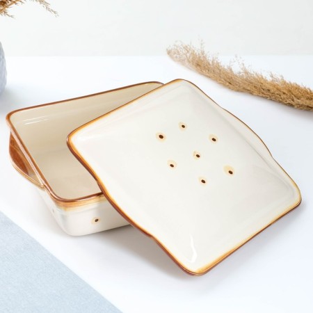 Baking capacity "Tetra with a lid" 2.5l / 29x24x11.5cm, caramel-1