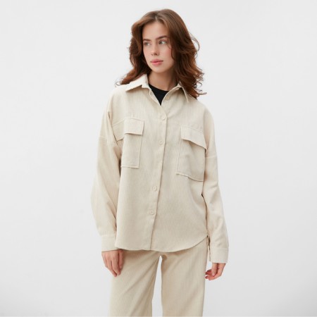 Women's blouse Minaku: Velvet Collection Milk color, river 48-3