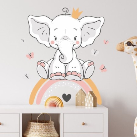 Sticker Plastic Interior Color "Elephant in the Crown on the Rainbow" 39x49 cm