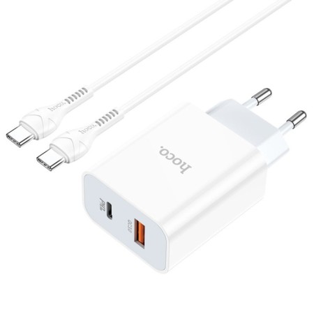 Network charger Hoco C97A, USB, Type-C, 20 W, Type-C-Type-C, 1 m, white-1