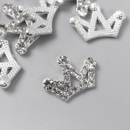 Decor for creativity Metal "Crown" silver, rhinestones 1.4x2 cm