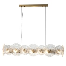 Suspended Indigo lamp, 12021/7PL BRASS. 7x60W, E14, 1000x150x225/1225 mm, transparent color