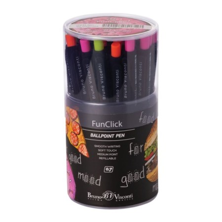Handle Automatic Ball Freshwrite FunClick. Food in Black, node 0.7 mm, blue pigment ink, Soft Touch, mix-1