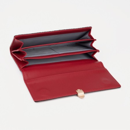 Women's wallet on a magnet, burgundy color-2