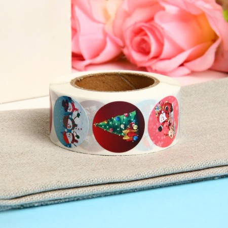 Stickers in the roll "Snowmen", 500 pcs, 2.5 x 2.5 cm-1