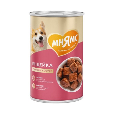 Wet food "Mnyams" "Comfortable digestion" for dogs, turkey in sauce, 400 g