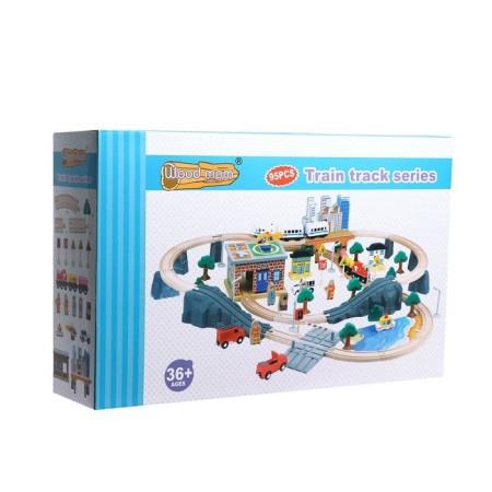Wooden toy "Railway" 95 parts, 52.5 × 33 × 12.5 cm-6