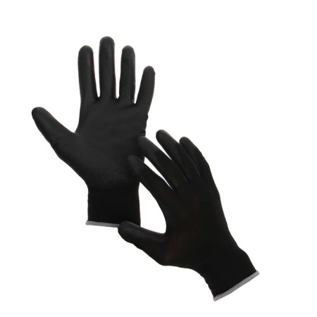 Garden, nylon gloves, with latex impregnation, size 9, black, Greengo