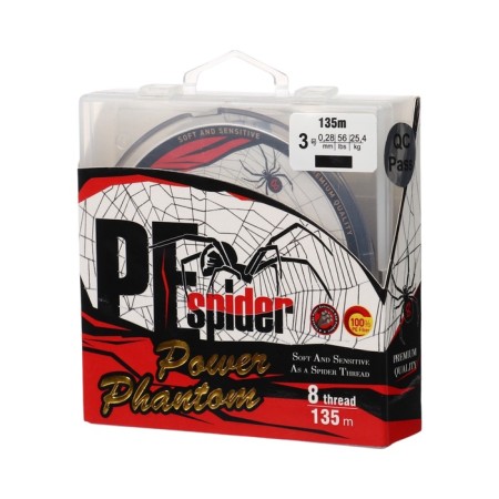 Power Phantom 8x, PE Spider, 135 m, dark gray No. 3, diameter 0.28 mm, test 25.4 kg-1