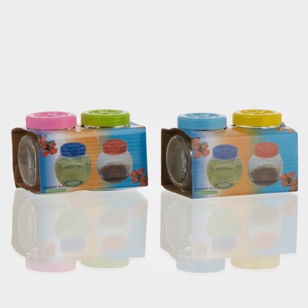 A set of glass cans for bulk products "Chamomile", 200 ml, 2 pcs, color mix-4