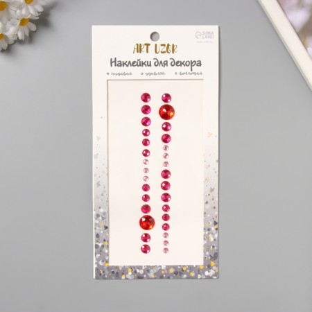 Stick plastic rhinestones for hair "circles" raspberry 25x13 cm