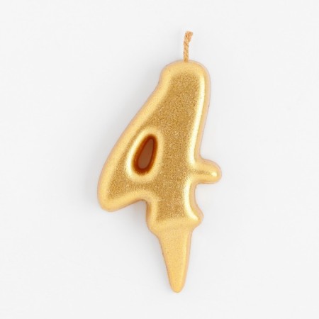 Candle for the cake figure "Oval" Golden "4", large, 5.5 cm-1