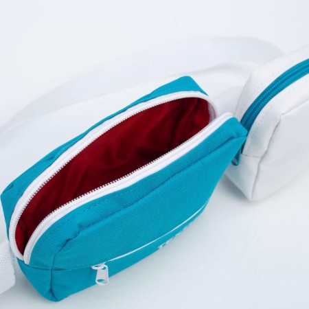 Children's belt bag Textura, 2 parts on lightning, outer pocket, long belt, blue/white color-4