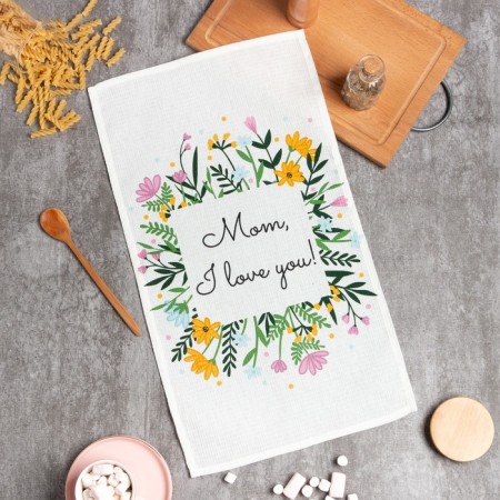 Towel "Dolyana" Mom I Love You 35x60 cm, 100% cotton, waffle 160 g/m2