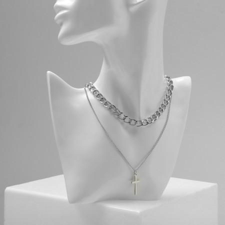 Piece "chain" cross, color silver, 40 cm